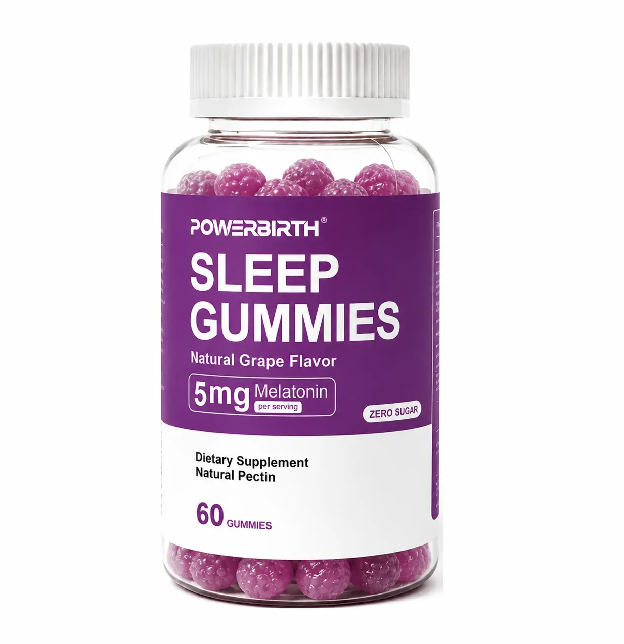 Powerbirth Extra Strength Dreamy Sleep Gummy  -Theanine，Melatonin, Vitamin D, Magnesium, and Lemon Balm Extract - Gelatin-Free, Gluten-Free, Vegan & Non-GMO