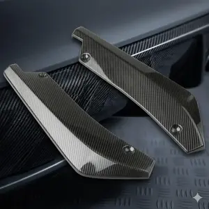 2Pcs Carbon Fiber Texture Car Rear Bumper Lip Spoiler, Universal Sport Style Diffuser, Easy Installation Car Accessories, Exterior Modification Wrap Protection for Vehicles