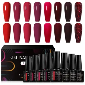 Classic Fashion-forward Colorful Smooth Gel Nail Polish Set, 8 Counts/set Semi Permanent Soak Off UV Gel Nail Art for Manicure Nails Salon