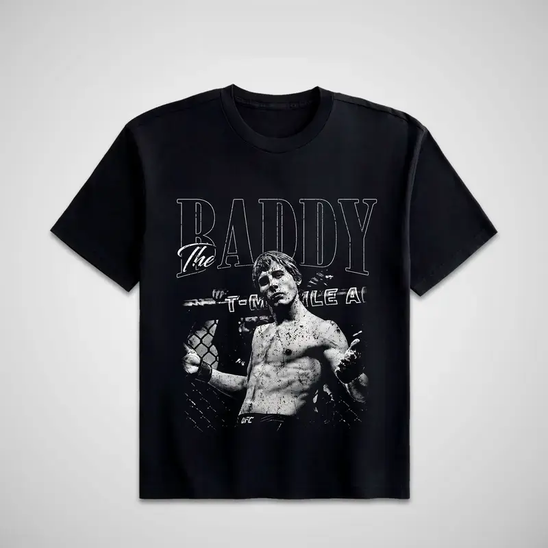 Paddy Pimblett The Baddy MMA Fighter Double-Sided Graphic T-Shirt, Vintage Bootleg Combat Sports Tee, Retro Fight Night Streetwear, Martial Arts Training Shirt, Cage Fighting Fan Apparel, Birthday Gift for Men and MMA Lovers