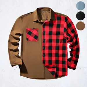 Men's Stylish Plaid Casual Long Sleeve Button-Down Shirt with Patch Chest Pocket Ideal for Spring & Autumn Outdoor Wear Menswear Checked