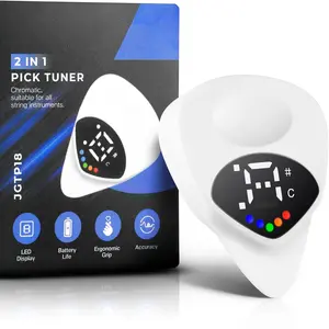 BODERI Guitar Tuner Pick 2-in-1 - Digital with LED Screen, 0.6mm Plectrum, Precision Tuning for Electric & Acoustic Guitars, Bass, Ukulele, Violin, Bass, Banjo, Chromatic
