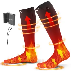 VEVOR Heated Socks, 5000mAh Battery Powered, Rechargeable Heating Socks with 4 Heating Levels, Electric Heated Sock for Men Women, Foot Warmer for Hunting Riding Camping Hiking Skiing, Outdoor Work