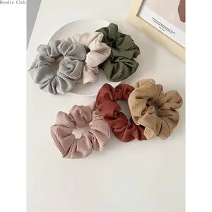 6pcs Solid Color Hair Scrunchie Set for Women and Girls, Simple Plain Elastic Hair Ties, Soft Stretch Sweet Minimalist Hair Accessories for Ponytail and Bun, Fashion Daily Wear and Outfit Decoration