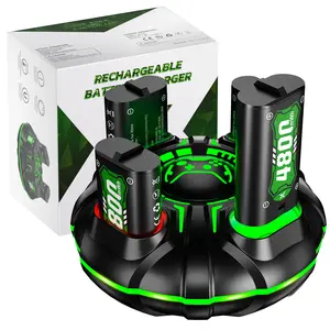 Ponkor 4×4800mWh Xbox Controller Rechargeable Battery Packs with Fast Charging Dock, Compatible with Xbox,batter y analyzerOne S/X, Series S/X, High-Capacity, Long-Lasting Power, Cool Glow, Overheat Protection, Gaming Console Accessory
