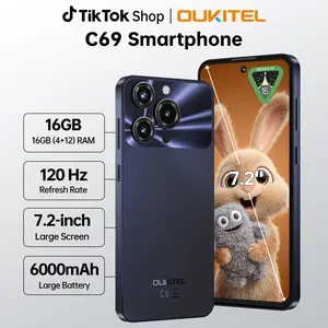 OUKITEL C69 Cell Phone Unlocked，7.2''HD + 120Hz Display，24GB(8+16) RAM + 512GB ROM, Octa-Core Smartphone，6000mAh Battery，Android 15 Phones，64 MP + 8 MP Camera，4G Dual SIM Mobile Phone，NFC/GPS/OTG/Face ID/T-Mobile