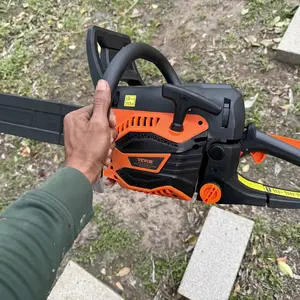 VEVOR High-Power Top Handle Steel Gas Chainsaw Tree Trimmer, Gasoline-Powered Tool with Leak-Resist Tank, Shock-Absorb Built-In Shock Absorber, Vibration Control, for Felling Wood Cutting, Outdoor Enthusiasts, Low-Maintenance