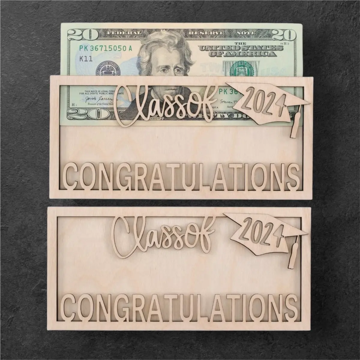 Wooden graduation money holder