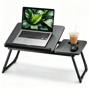 Foldable Laptop Bed Tray Table - Adjustable Angle Portable Lap Desk with Cup Holder, Multifunctional for Working, Reading on Bed, Sofa
