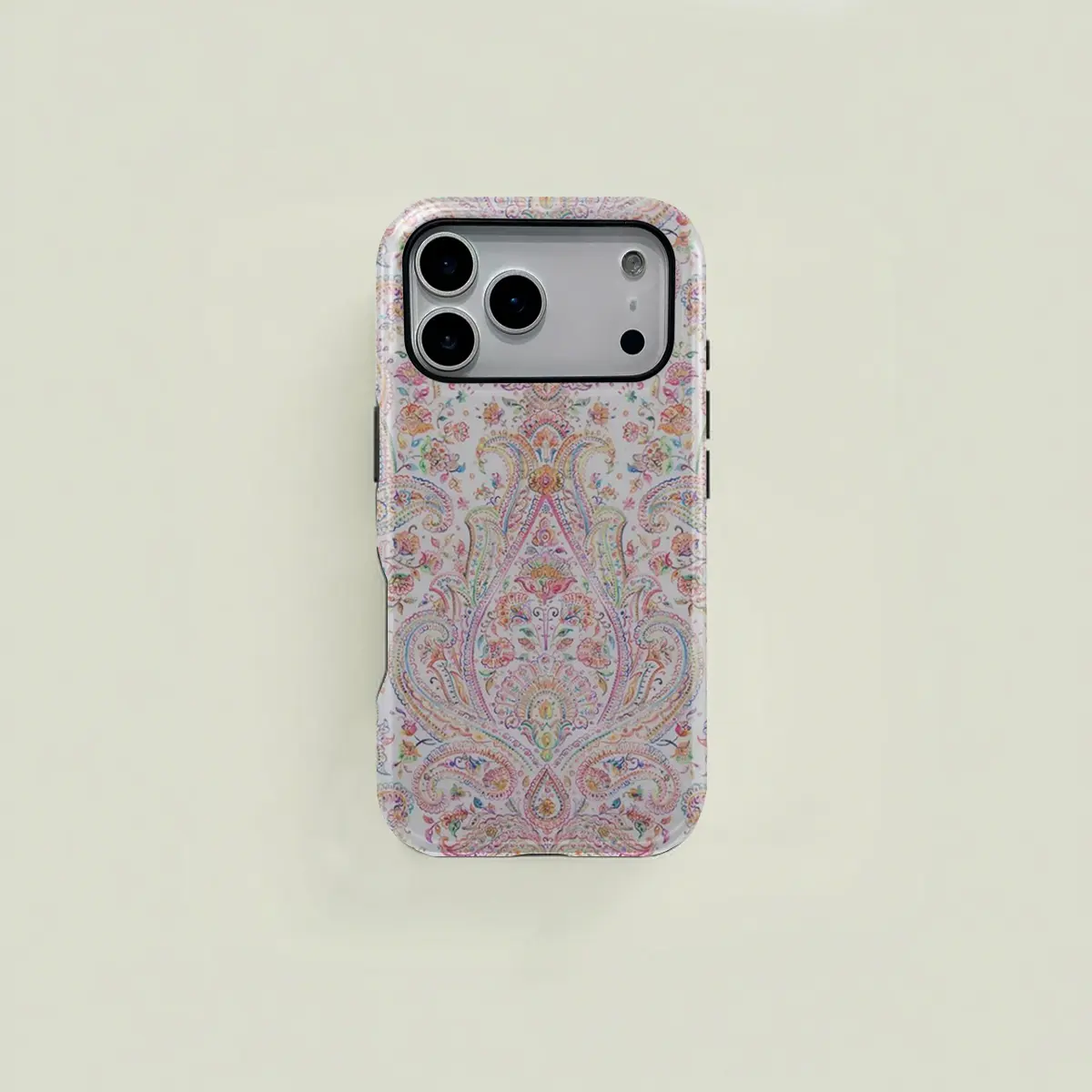 One paisley pattern retro design dual-layer protective case in vibrant colors. Durable 2-in-1 case for iPhone 17/16/15/14/13/12/11 Pro Max/Plus/Pro and Samsung Galaxy S25/S24/S23 Ultra series. Fingerprint and sweat resistant. Suitable for couples.