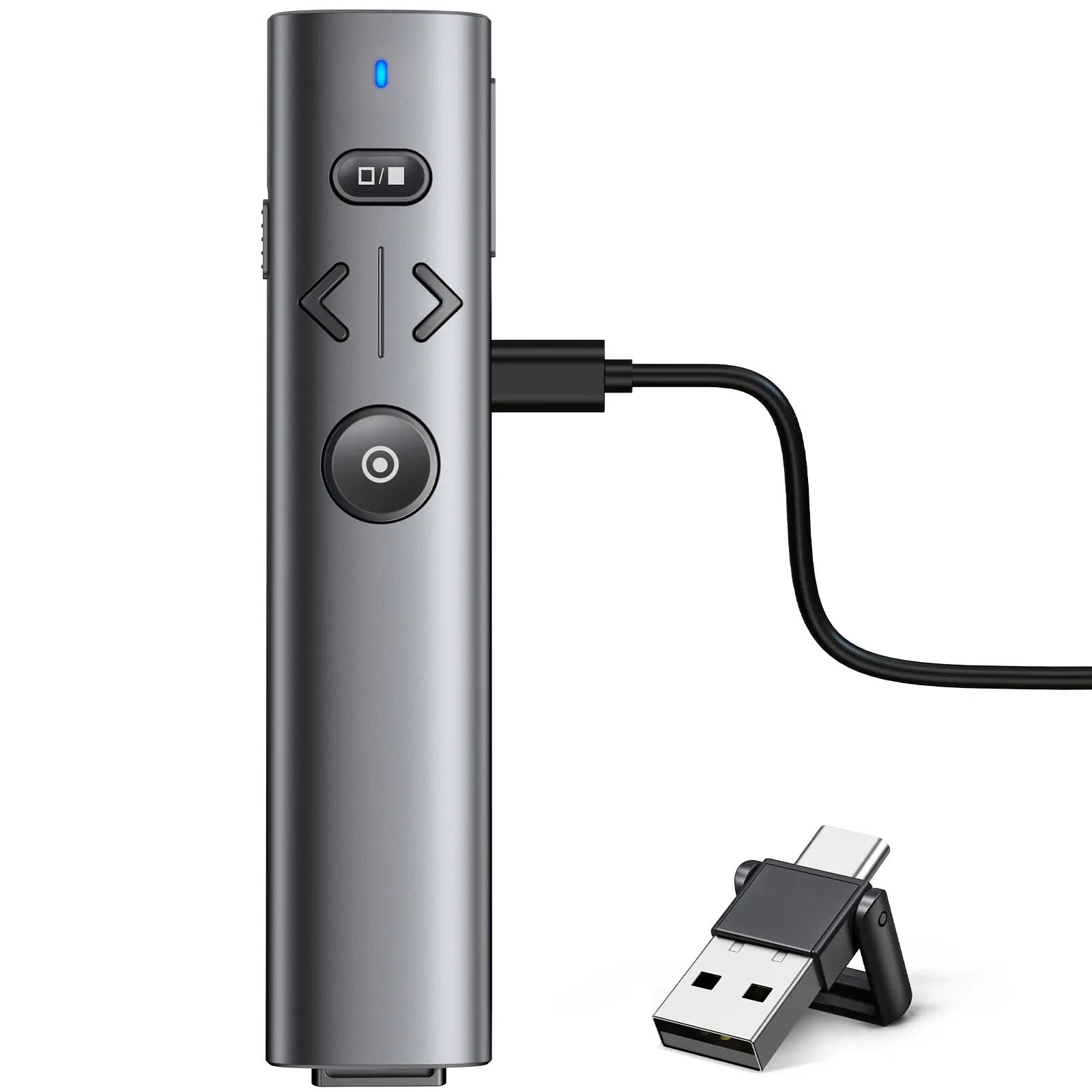 ESYWEN 2 in 1 USB Type C Presentation Clicker with Red Pointer, Rechargeable Wireless Presenter for PowerPoint Presentation Pointer PPT Clicker, 2.4GHz Presenter Remote Slide Advancer for Computer,back to school,back to school haul