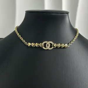 Pre-owned Chanel CC Logo Crystal Choker Necklace LDZ0046