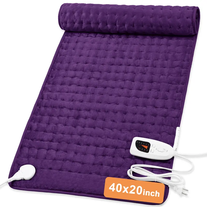 Flannel Heating Pad - Timer-Equipped Selfcare Solution for Back, Neck & Cramps Relief, 6 Temperature Levels, 4 Time Settings, Braid Design, Portable, Wash-Clean Machine-Washable, 40in×20in/33in×17in Sizes, Ideal Holiday Gift for Adults