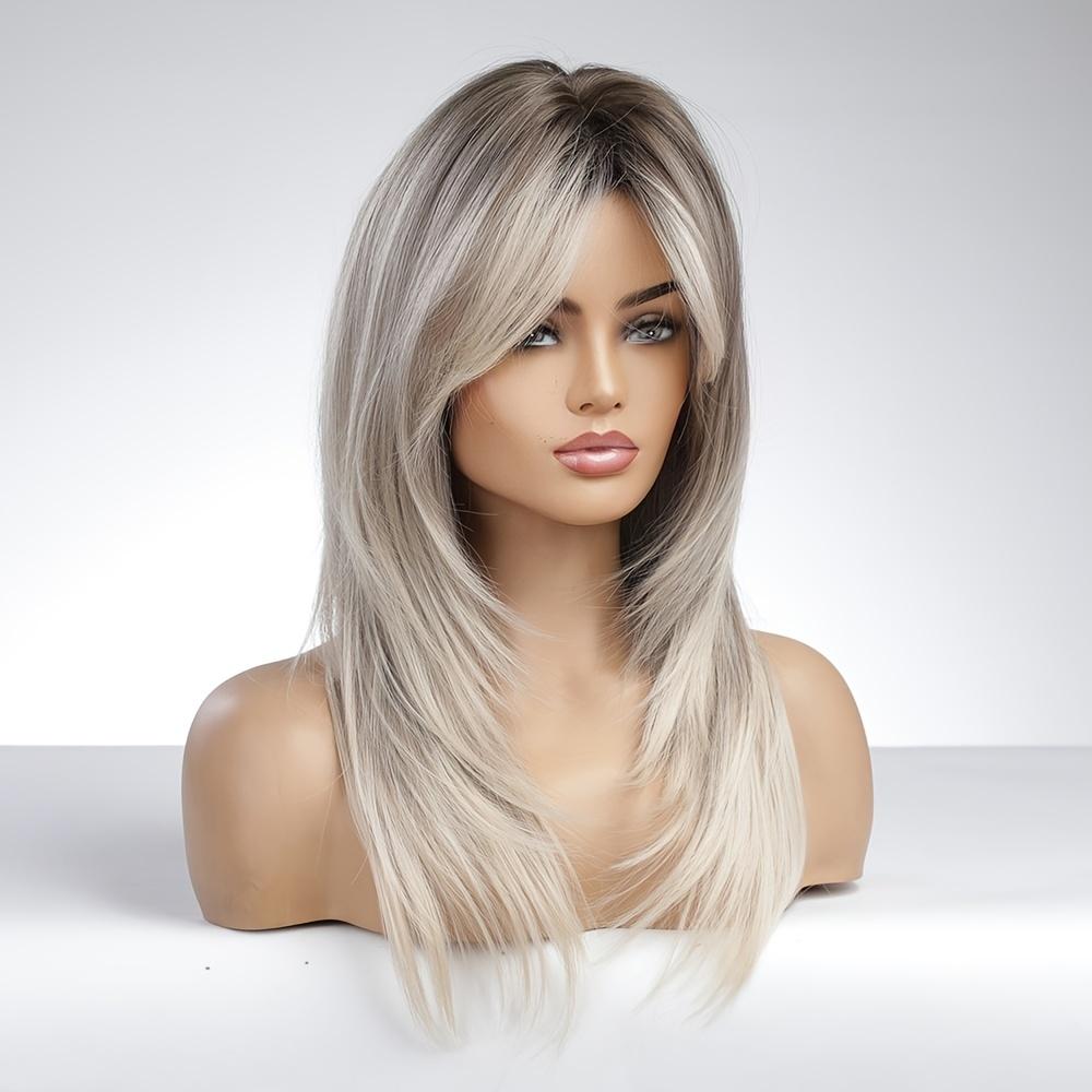 Gradient Gray Layered Women's Synthetic Wig