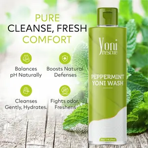 Peppermint Yoni Wash, 4oz, feminine Daily use  gel based Wash, Reduce Odor, balance pH level, antibacterial , increase comfort by Yoni Rescue intimatewash for honey pot  foam wash Skin Care