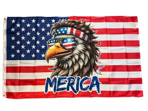 Bald Eagle Flag 3x5 ft Banner for Men, Garage, Lodge, or Man Cave Decor Hanging Print Ornaments Wall