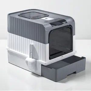 Portable Large Dual-Channel Cat Litter Box with Drawer, Enclosed Litter Box, Odor-Proof and Splash-Resistant, Easy Clean Design, Perfect Christmas Gift, Litter Box Enclosure