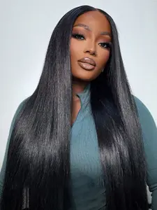 Peruvian Bone Straight Hiar HD Transparent Lace Frontal Wig Pre-Plucked Human Hair Wig With Baby Hair 13x4x1 180% Density T-part Lace Front Silky Straight Human Hair Wigs Lace Glueless Wig