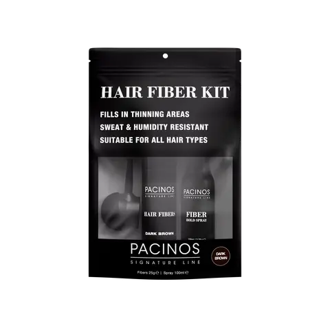 Pacinos Hair Fibers Kit – Natural Cotton Hair Building Fibers 25g + Fiber Hold Spray 3.38oz + Pump Applicator – Instantly Conceal Thinning Hair & Bald Spots, Fuller Look, Won't Stain Skin or Clothes