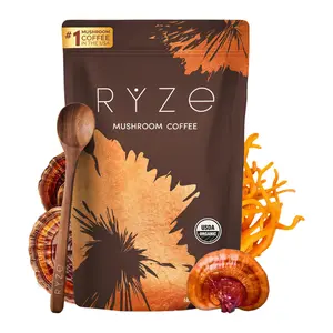 Summer Wins RYZE SUPERFOODS Mushroom Medium Roast Coffee USDA Organic with 6 Adaptogenic Mushrooms, USA Grown Instant Coffee for Better Energy, Focus Digestion Immunity with Lions Mane & Turkey Tail 30 Servings-1YZ Vitamin Bathroom