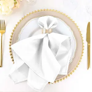 5 Pack Premium Polyester Napkins 20"x20" White - Durable Wrinkle Resistant Dinner Napkins for Classy Weddings & Events