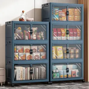 5 Tier Wheeled Plastic Storage Bins, Foldable Collapsible Stackable Containers for Home & Office Easy Organizing