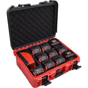 Case for Milwaukee Battery - Extra Large Hard Storage Box with Adjustable Dividers for Milwaukee M18 M12 Battery & Charger, Durable ProtectiveTool Battery Organizer (CASE ONLY)