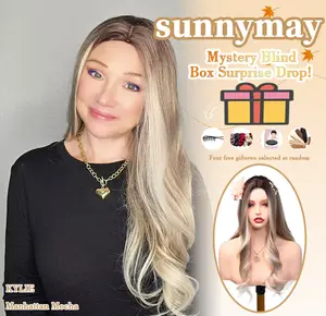 sunnymay 26 Inches Layered Cut Women Fashion Synthetic Wig KYLIE Manhattan Mocha Curly Blonde Synthetic Lace Front Wig glueless wigs deep wave wigs headband wigs chocolate brown wig wigs for women