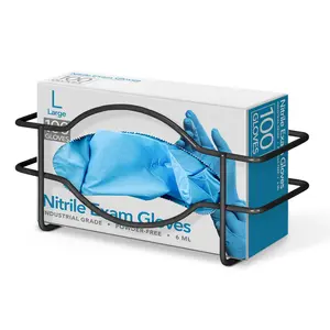 Stock Your Home (Black) Metal Single Gloves Dispenser (2 Pack) Tissue Box Shelf, Glove Box Holder Wall Mount, for Kitchen, Cleaning Closet, Lab, Exam, Office