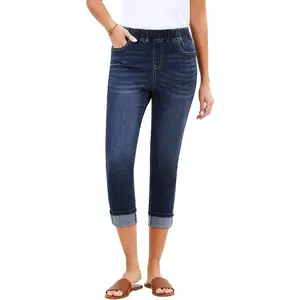 Utyful Capri Jeans for Women High Waisted Pull On Elastic Waist Stretchy Denim Pants Skinny Cropped Jeggings Jean Capris