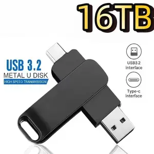 New 16TB USB 3.2 Metal Pendrive Flash Drives U Disk High Speed Portable WaterProof Type-C Memoria 16TB USB Stick USB Drives