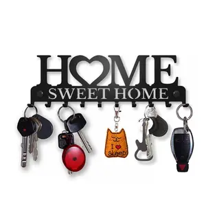Sweet Home Key Hanger Wall Rack Metal Artistic Decorative Hook for Keychains and Hats, Suitable for Keychains and Hats