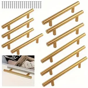 12-Piece Brushed Gold Cabinet Handles Set, Modern Kitchen Drawer Pulls with Screws, Elegant Design for Cabinets, Dressing Tables & Furniture Hardware