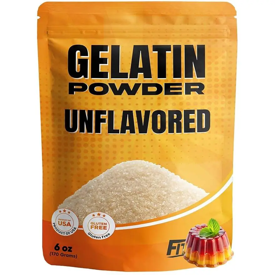 Bovine Unflavored Gelatin Powder, 6 oz (170g), Gluten-Free, Made in USA, Ideal for Jellies & Desserts, Bovine Gelatin