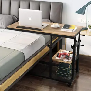 LITTLE TREE Height Adjustable C Table with Wheels, Mobile Couch Snack Side Table with Tiltable Drawing Board, Sofa Bedside Laptop Stand C Shaped TV Tray with Storage Shelves reclining desk