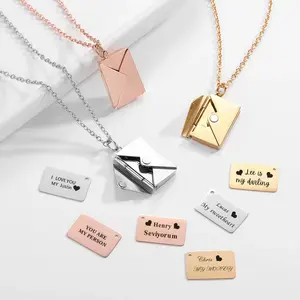 UURiel Dainty Artificial Gemstone Necklace - Minimalist Jewelry with "Love You" Card for Couples, Dainty Necklace