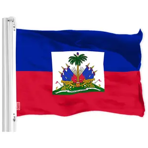 G128 Haiti Haitian Flag | 3x5 Ft | Printed 150D Polyester - Indoor/Outdoor, Vibrant Colors, Brass Grommets, Quality Polyester, Much Thicker More Durable Than 100D 75D Polyester