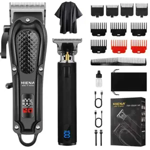 Hiena Professional Haircut Care Set, Razor, Beard Trimmer, Home Shaver, Nose Hair Trimmer, Limited Position Comb, Wrap Cloth