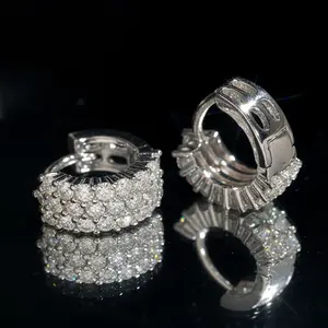 HELLOICE Moissanite Earrings for Men Chunky Hoop Huggie 1.26CT D Color VVS1 Synthetic Moissanite Jewelry Gift for Him