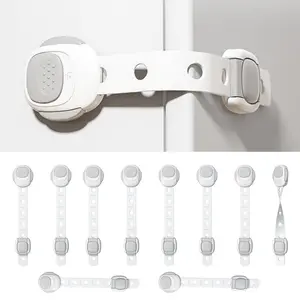 10 Pack Cabinet Locks Adolescent Proofing Straps - Teenagers Proof Refrigerator Lock Stove Oven Locks Door Strap for Safety Cupboard Locks, Adhesive No Screw Latches for Drawer Toilet Lock - Home Improvement.