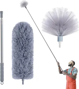 Cobweb Duster with Extension Pole, Spider Web Brush & Ceiling Cleaning Kit, 100" Microfiber Feather Duster Cleaner with Washable Head for Ceiling Fan, Furniture, Home IVYROLL