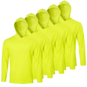 5 Pack Men's UPF 50+ Sun Protection Hoodie Long Sleeve Solid-Color T-Shirt  Quick Dry Shirt for Athletic Running Activewear Workout