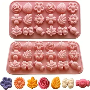 2pcs Flower-Shaped Silicone Cake Mold, Chocolate Mold, Cookie Mold, Wax Bottle Candy Mold, Silicone Baking Mold, Ideal for Birthdays & Parties