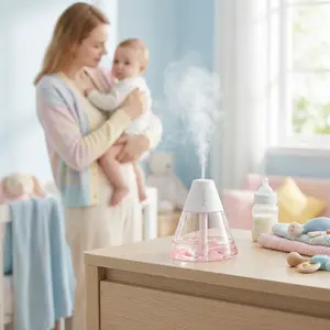 Humidifiers for Bedroom, 260ml Top-Fill, 6-Hour Runtime & 23dB Quiet, Cool Mist Ultrasonic Humidifier with Humidity Sensor & Night Light, Smart Choice for March Madness, Spring Break, World Cup, Easter