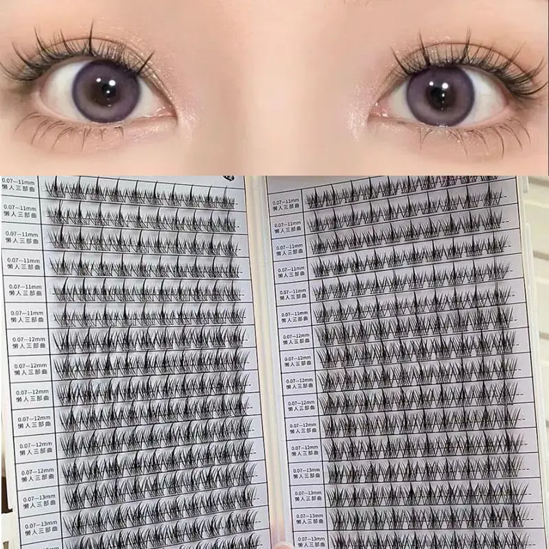 320 Cluster Eyelash Book, DIY Natural, Anime, Cross, Cluster Style False Eyelash Extensions Suitable for Beginners with C-roll Self-adhesive Eyelashes, Reusable Mixed Length 11-13mm Wispy Lashes, Diy Volume Eyelashes, Diy Lash Clusters