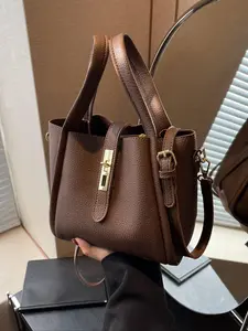 Commuting style fashionable and practical texture lychee patterned handbag, large capacity design, casual and simple style versatile, fashionable retro personality single shoulder crossbody bag, suitable for shopping and gatherings