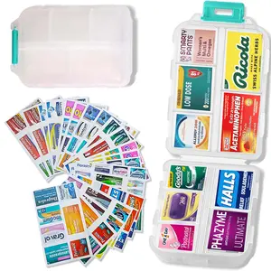 DIY Pill Organizer with 147 Pcs Upgraded Pre-Cut Medicine Labels Foldable Pill Case for Travel Daily,Travel Essentials Mini Pill Container 7 Day Pill Case, Vitamin Organizer Healthcare