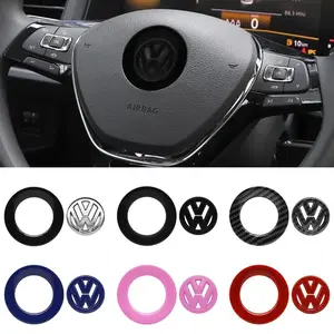 1/2Pcs 3D ABS Car Logo Steering Wheel Badge Emblem Sticker Decoration Auto Accessories for Volkswagen VW GTI Golf 4 5 7 Polo Passat CC Jetta Mk6 Tiguan Arteon Touareg Beetle