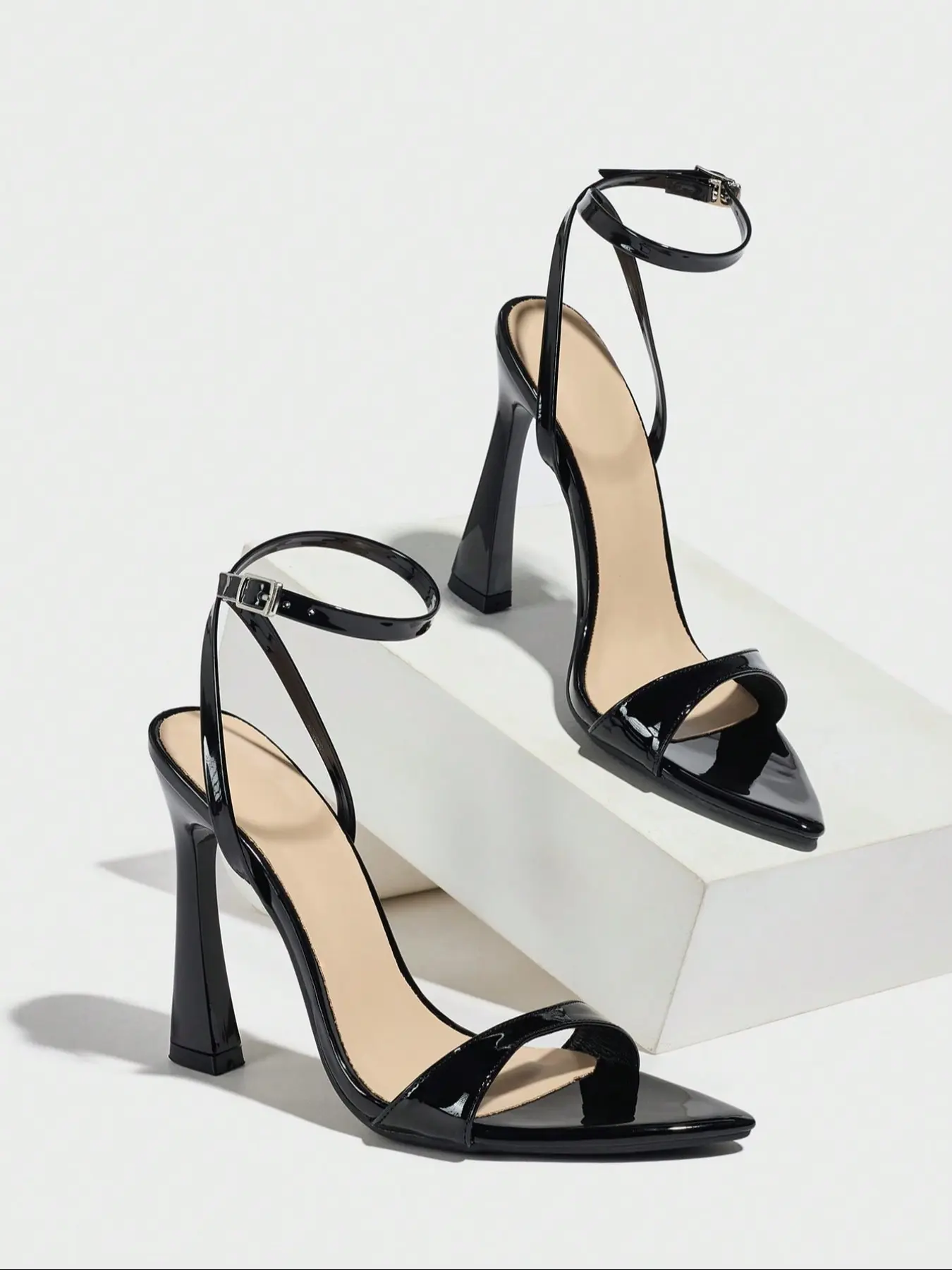 Women's Lace-Up High Heel Sandals, Stiletto Heel Sandals, Elegant Heeled Sandals, Fancy Sandals, Fashionable Heeled Sandals, Ankle Strap Buckle Design, Fine Heel Toe-Open Style, Comfortable Wedding and Party Shoes, Elegant Party Footwear, Evening Footwear