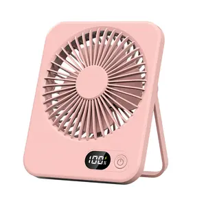 Ultra Slim Flat Portable Fan, Quiet USB Rechargeable Mini Desktop Fan with LED Digital Display, 3 in 1 Handheld Wall Mounted Book-Shaped Fan for Home Office Bedroom Travel Indoor Outdoor